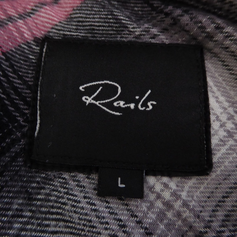 Rails Hunter Plaid Flannel Shirt Black Taffy Pink White Womens Size Large Rayon - Picture 8 of 11